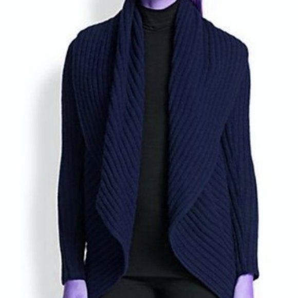 Ralph Lauren Black Label Cotton Ribbed Circle Cardigan Sweater S - Picture 1 of 5